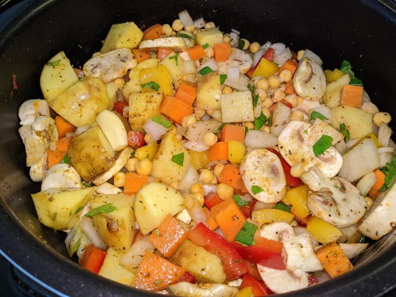 Перемешать овощи